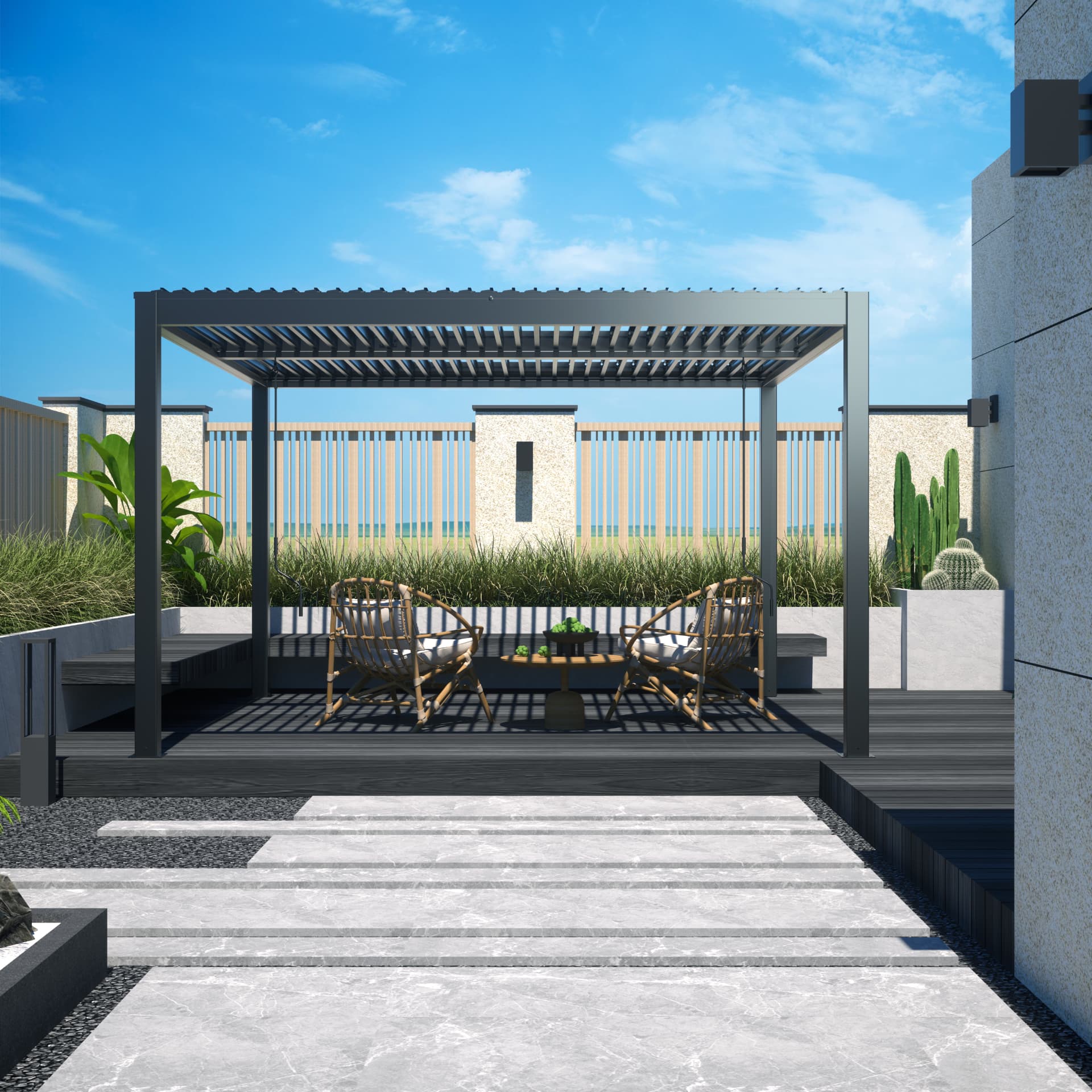 Pergola TERRASSE · l'aménagement complet